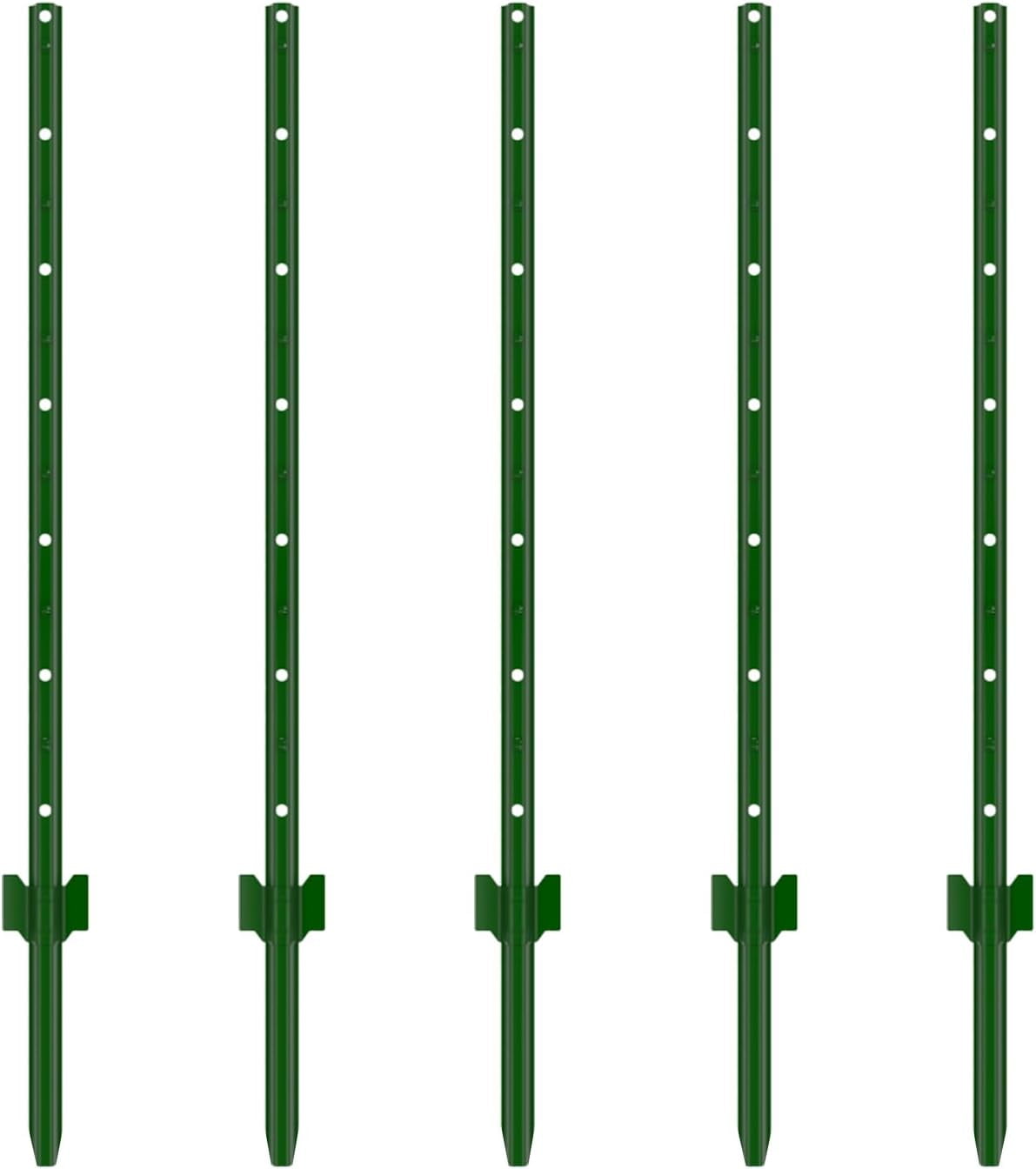 Baotree 7/5 ft metal fence posts, 5-piece fence, sturdy and durable, T ...