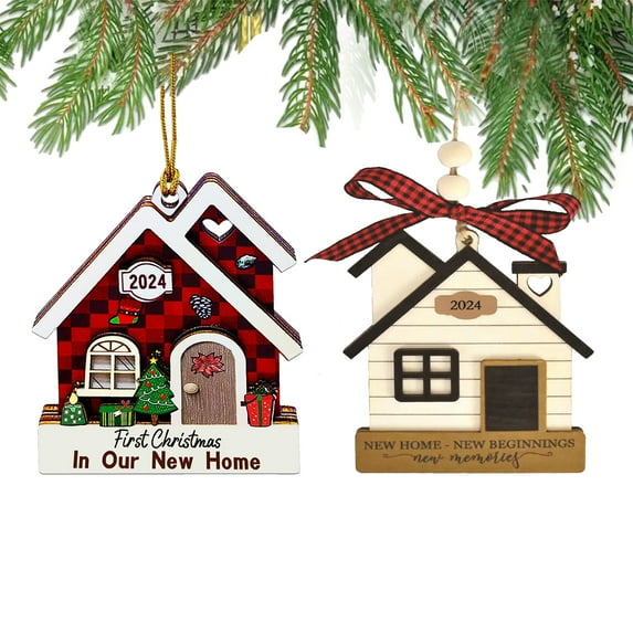 Baoxue 2-Pack New Home Christmas Ornament, Woodiness Finish