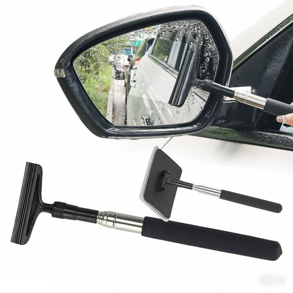 Baoyemes Retractable Portable Wiper, Car Mirror Wiper, Rainproof and Nti-Fog Portable Car Cleaning Tool (Cleaning Brush+Wiper)