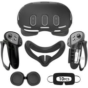 Baoyemes Silicone Cover Set for Oculus/Meta Quest 3, VR Accessories for Meta Quest 3, Protective Cover Set Includes Controller Grip Cover, Face Cover, VR Shell Cover (Black)