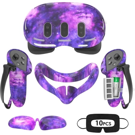 Baoyemes Silicone Cover Set for Oculus/Meta Quest 3, VR Accessories for Meta Quest 3, Protective Cover Set Includes Controller Grip Cover, Face Cover, VR Shell Cover (Starlight Purple)