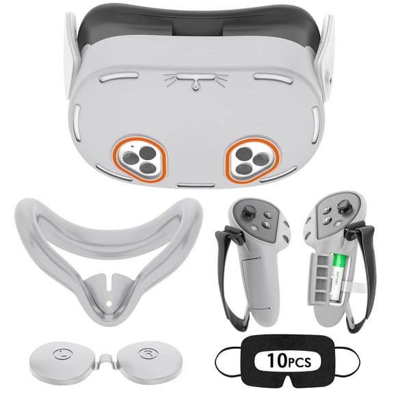 Baoyemes Silicone Cover Set for Oculus/Meta Quest 3S, VR Accessories for Meta Quest 3S, Protective Cover Set Includes Controller Grip Cover, Face Cover, VR Shell Cover (Gray)