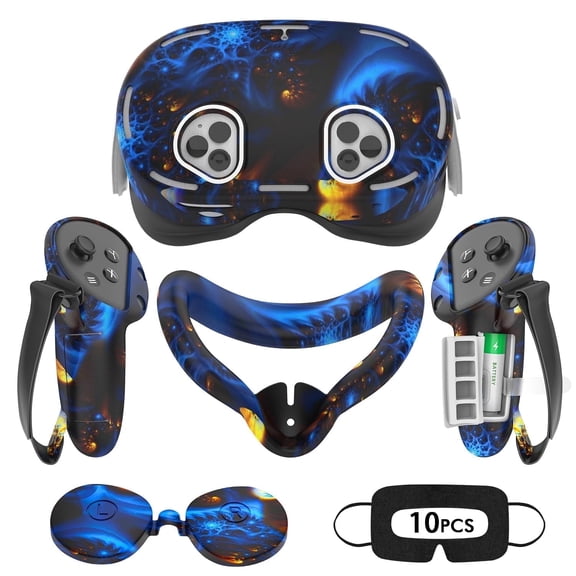 Baoyemes Silicone Cover Set for Oculus/Meta Quest 3S, VR Accessories for Meta Quest 3S, Protective Cover Set Includes Controller Grip Cover, Face Cover, VR Shell Cover (Blaze Blue)
