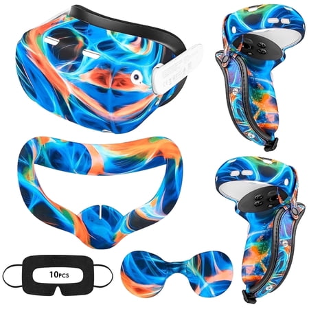 Baoyemes Silicone Cover Set for Oculus - Meta Quest 2, VR Accessories for Meta Quest 2, Protective Cover Set Includes Controller Grip Cover, Face Cover, VR Shell Cover (Aurora Blue)