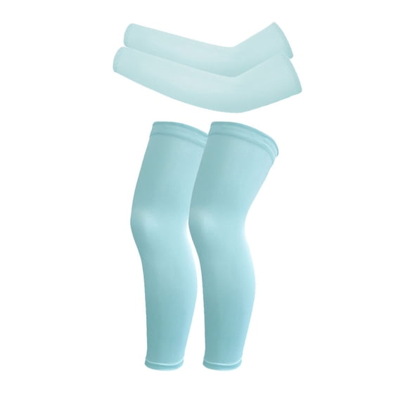 Baozhu 2 Pair Kids Ice Silk Arm Sleeves and Leg Sleeves for Basketball Football Baseball Volleyball 4-14 Year Girls Boys UV Sun Protection Sleeves Non Slip Leg Wraps for Cycling Outdoor Sports
