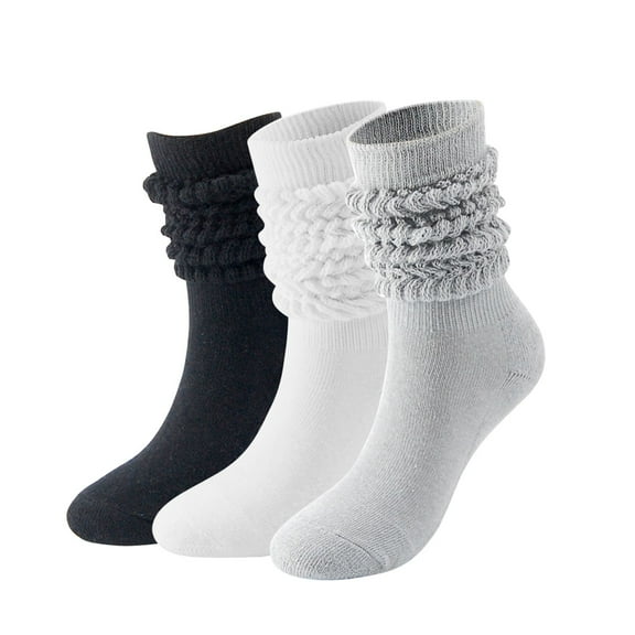 Baozhu 3 Pairs Slouch Socks for Girls Knee High School Uniform Dress Socks 5-8T Little Girls Scrunch Boots Socks Soft Warm Long Socks