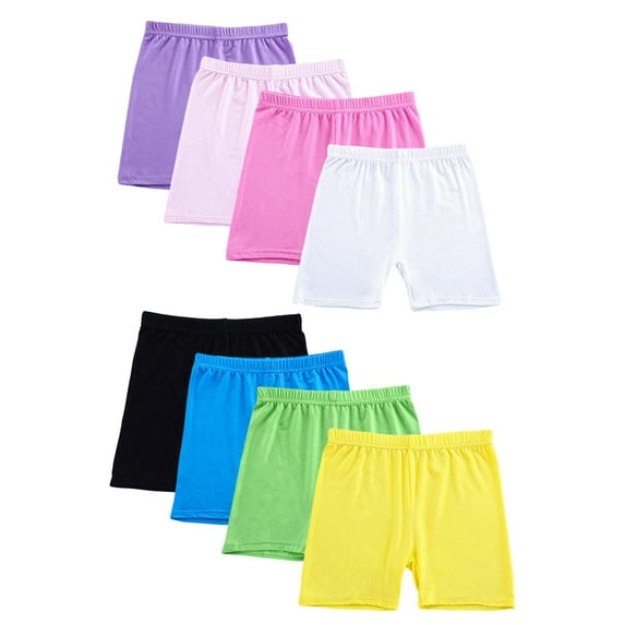 Baozhu 8 Pack Girls Bike Cartwheel Shorts Kid Under Dress Dance Short Kids Biker Safety Shorts Multi-Color,2-10 Years