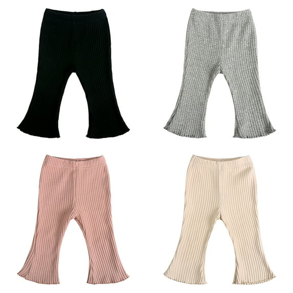 Baozhu Baby Girl Flare Pants 1 Pack Toddler Solid Ribbed Ruffle Bell Bottoms Pants Trousers Fall Outfits,6-24 Months