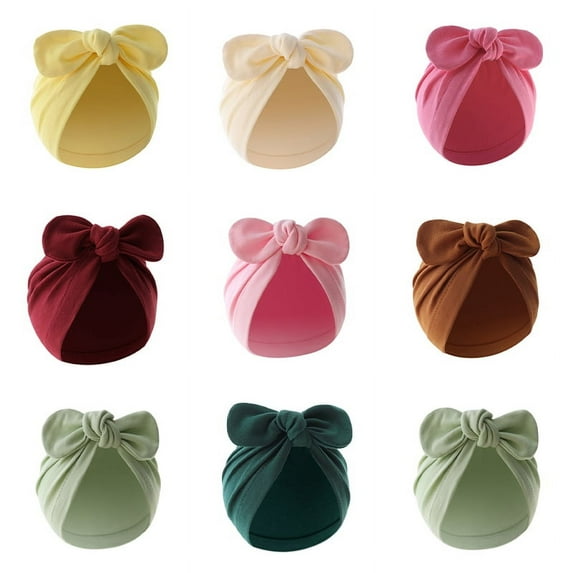 Baozhu Baby Girls Boys Turban Hats Newborn Beanies Hat 9 Pack Soft Cotton Infant Headwraps Bow Knot Caps