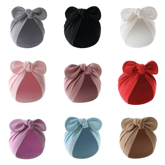 Baozhu Baby Girls Boys Turban Hats Newborn Beanies Hat 9 Pack Soft Cotton Infant Headwraps Bow Knot Caps