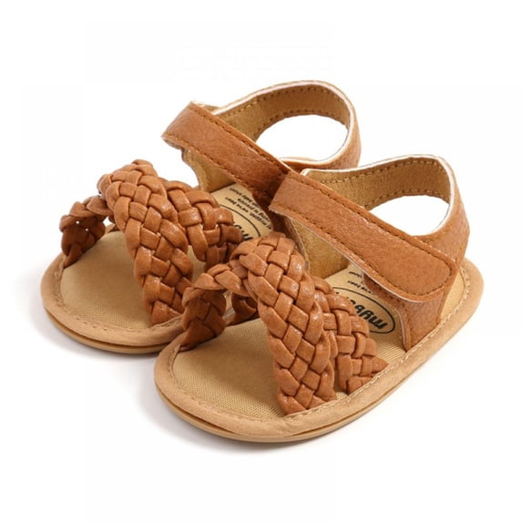 Baozhu Baby Girls Sandals Soft Anti-Slip Rubber Sole Infant Crib Shoes Toddler First Walkers