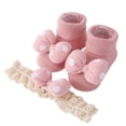 thumbnail image 1 of Baozhu Baby Infant Girls Headband and Socks Gift Set, Ankle Socks Newborn Girls Soft Anti Slip Grip Socks, 1 of 7
