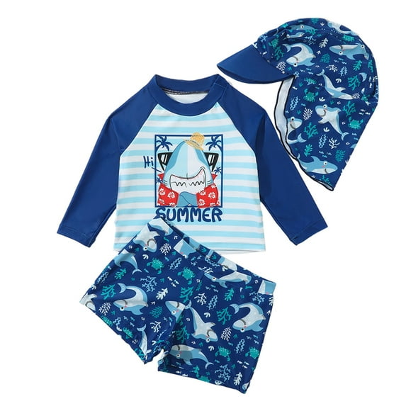 Baozhu Baby Toddler Boys 2-Pieces Swimsuit Set,Swimwear Bathing Suit Rash Guards with Hat UPF 50+