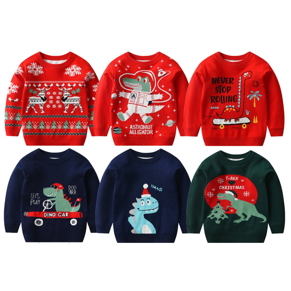 Baozhu Boys Girls Christmas Sweater,Long Sleeved Pullover Round Neck
