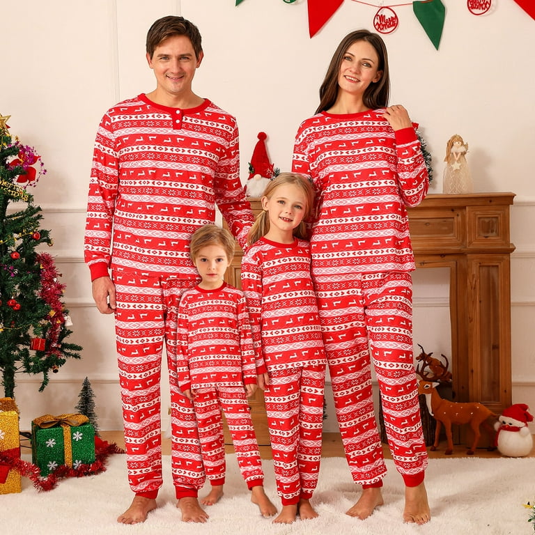 Baozhu Christmas Family Matching Deer Striped Pajamas Set Adult Kid Baby  Jammies 