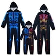 thumbnail image 1 of Baozhu Family Matching Halloween Onesies Pajamas, Funny Skeleton Printed Hooded Zippered PJs Holiday Loungewear for Men/Women/Kids, 1 of 14