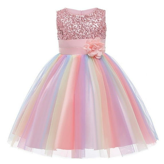 Baozhu Girls Princess Dress Mesh Patchwork Formal Dress Children Party Stage Performance Prop Wedding Girl Dress