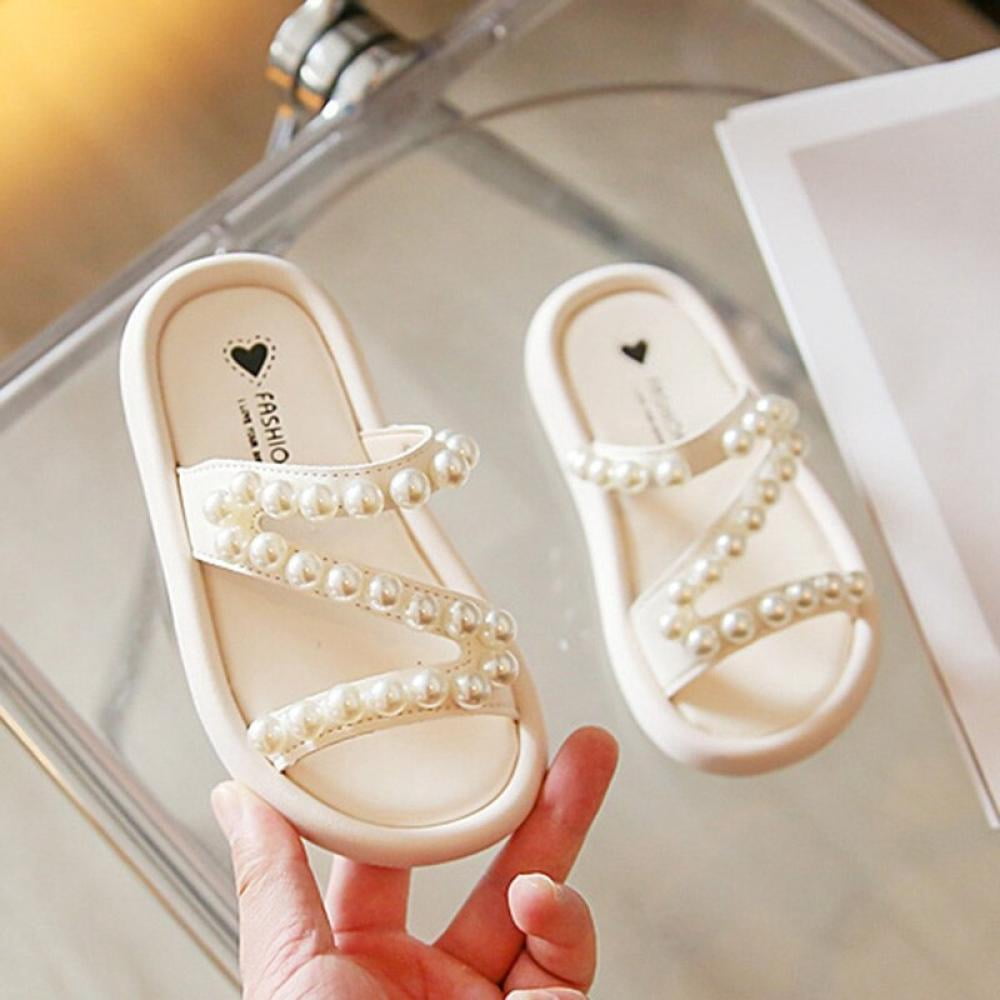 Baozhu Kids Girls Slippers Summer Kid Casual Pearl Sandals Beach ...