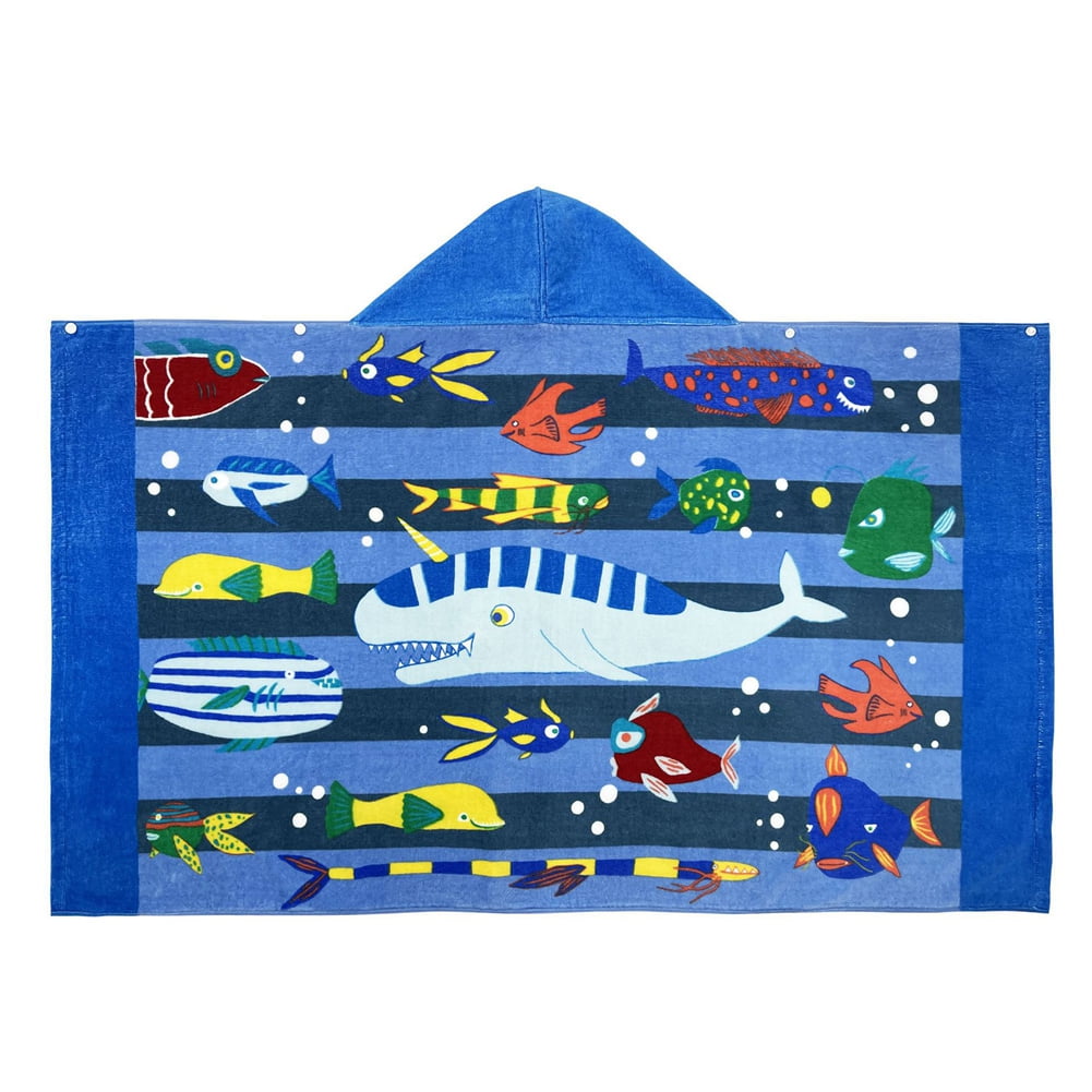 Kids Hooded Bath Towels Beach Towel Girls Boys Soft Swim Pool