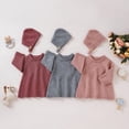 thumbnail image 1 of Baozhu Knitting Autumn Winter Warm Newborn Baby Solid Color O-Neck Sweater Dress+ Hat Set Infant Girl Long Sleeve Pullover Top, 1 of 5
