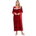 thumbnail image 1 of Baozhu Long Nightgown Velvet Sleep Dress Vintage V Neck Women's Long Sleeve Sleepwear Pajamas Loungewear Button Full Length Night Dress, 1 of 7