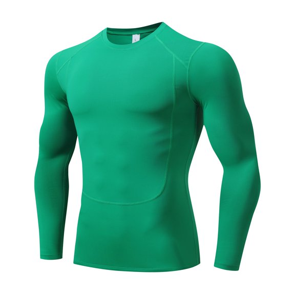 Baozhu Men's Compression Shirts Long Sleeve Workout Baselayer Quick Dry Athletic T Shirts High Elasticity Breathable Sport Running Tops S-2XL