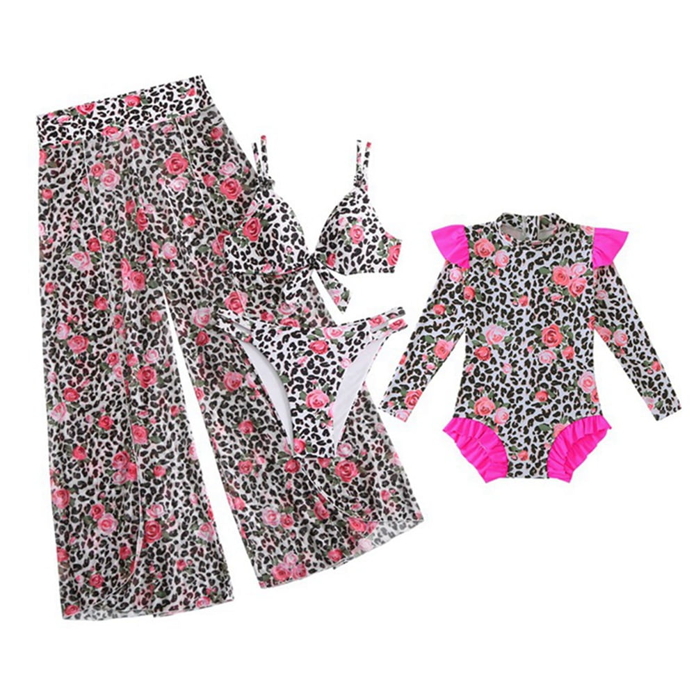 Baozhu Mommy and Me Swimsuits 2Piece Bikini Bathing Suits Pattern Printed Family Matching