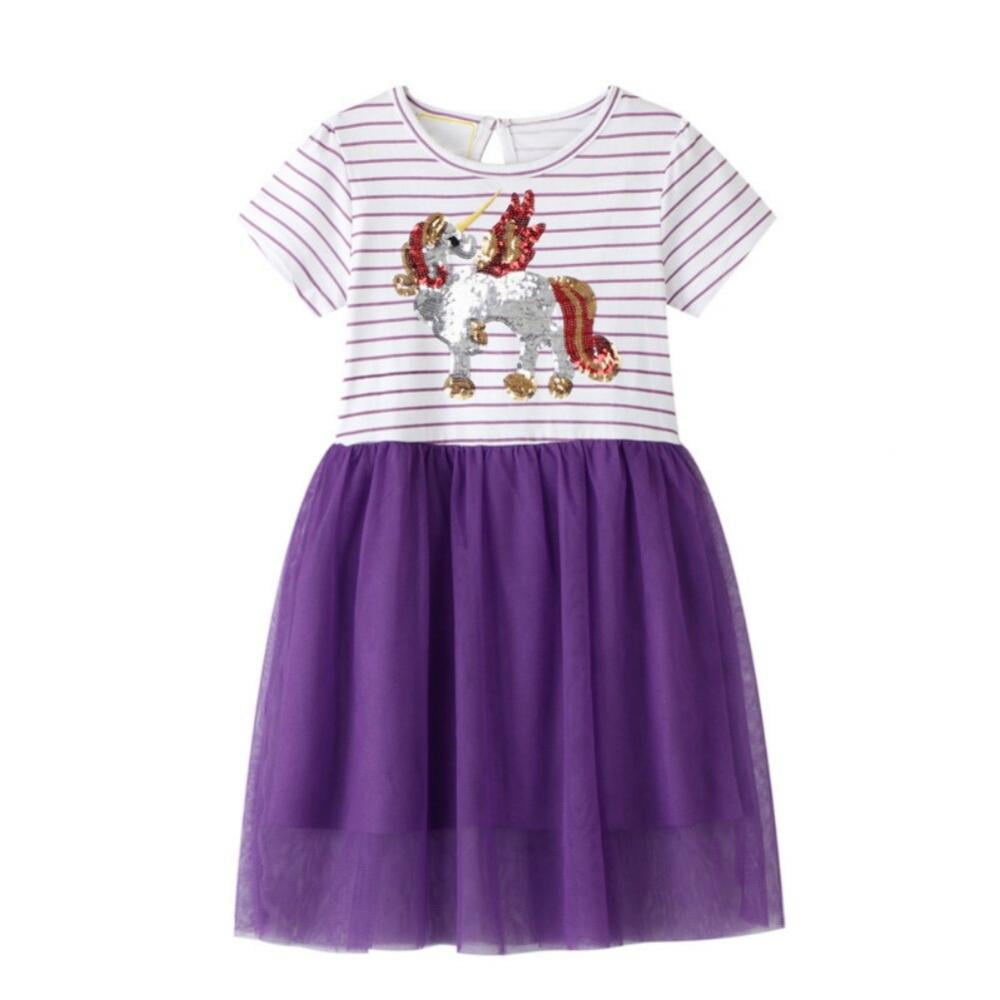 Baozhu Summer Cartoon Children Girls Princess Dress 2-7 Years Ins Kids