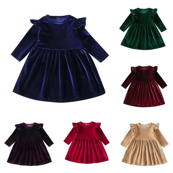 Baozhu Toddler Little Girl Velvet Ruffle Dress,Vintage Dresses Baby Girls Halloween Christmas Outfit Autumn Dress