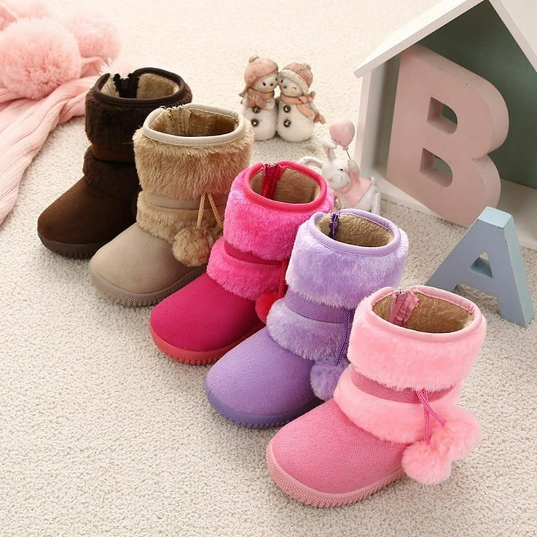 Baozhu Warm Kids Snow Boots For Children Toddler Winter Warm Plush Child  Shoes Non-slip Flat Sneakers Girls Baby Lovely Boots