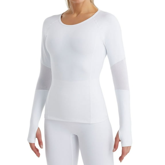 Baozhu Women's Long Sleeve Compression Shirts Workout Tops with Thumb Hole Round Neck Athletic Running Yoga T-Shirts