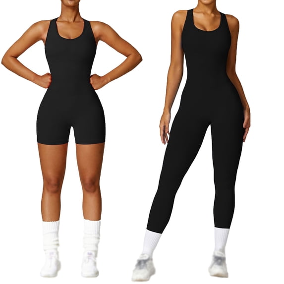 Baozhu Women's Yoga One Piece Tank Tops Long/Short Rompers U Neck Sleeveless Exercise Jumpsuits Tummy Control Sport Rompers S-L
