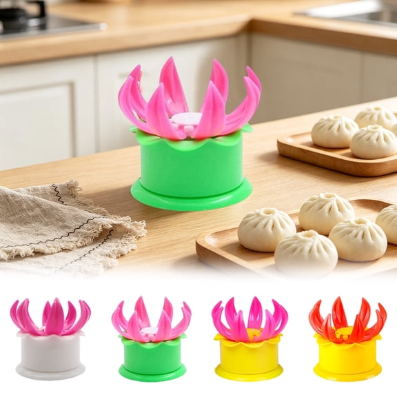 Baozi Maker Mold Automatic Steamed Bun & Naozi Dumpling Mould DIY Flower-Shape Dough Press Tool for Ravioli Wontons Pastries Home Kitchen Random Color