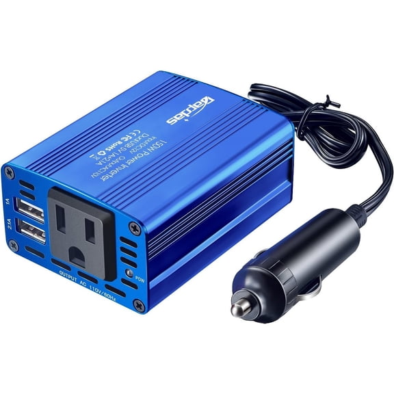 Bapdas 110V 150 Watts Continuous 300 Watts Surge Power Inverter with USB Ports for Car