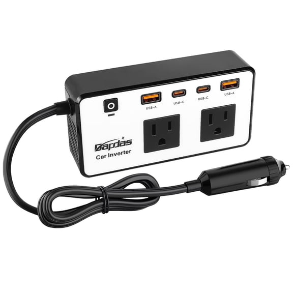 Bapdas 300W Car Power Inverter, DC 12V to 110V AC Car Outlet Adapter Plug, 24W Fast Charging USB-C&USB-A, Portable Charger Converter for Laptops, Phones