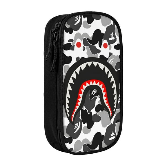 Bape Black Pen Case College Study Tool Organizer Bag Cosmetics Storage Pouch