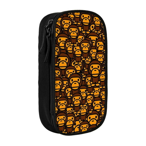 Bape Black Pen Case College Study Tool Organizer Bag Cosmetics Storage Pouch