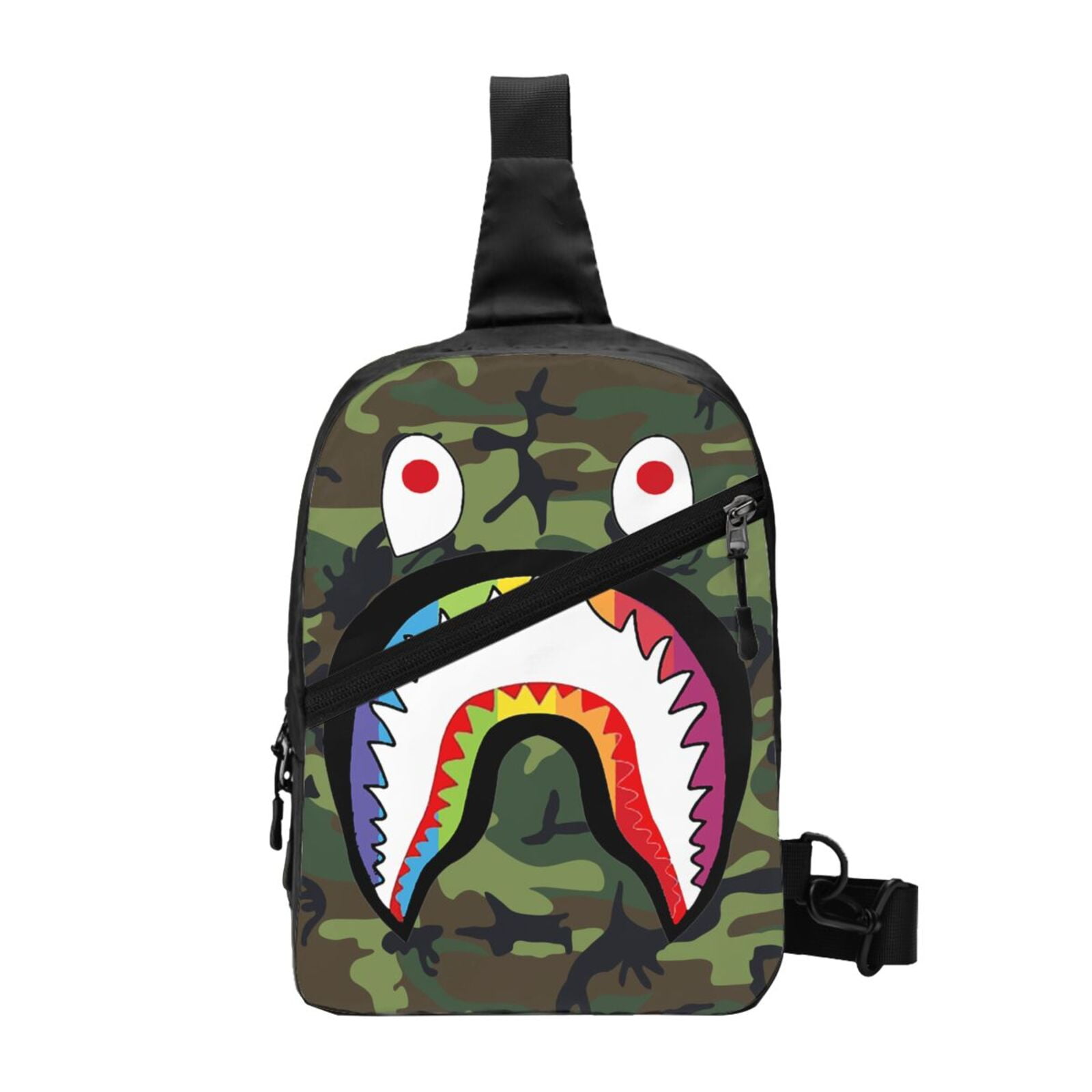 Bape Face Shark Sling Crossbody Backpack Shoulder Bag Chest Bag Daypack Sling Bags