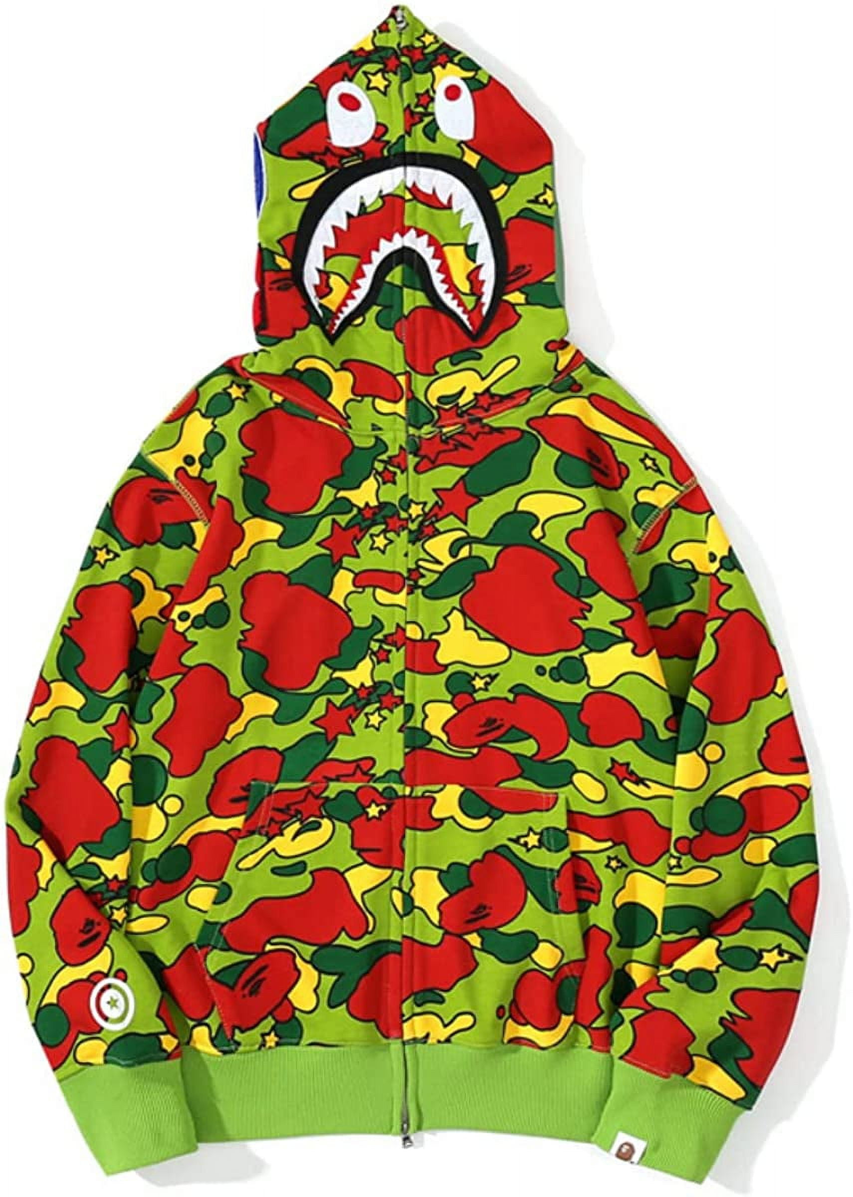 Bape Hoodie Full Zip Shark Camo Head Jacket Hip Hop Tops Ape Coat for