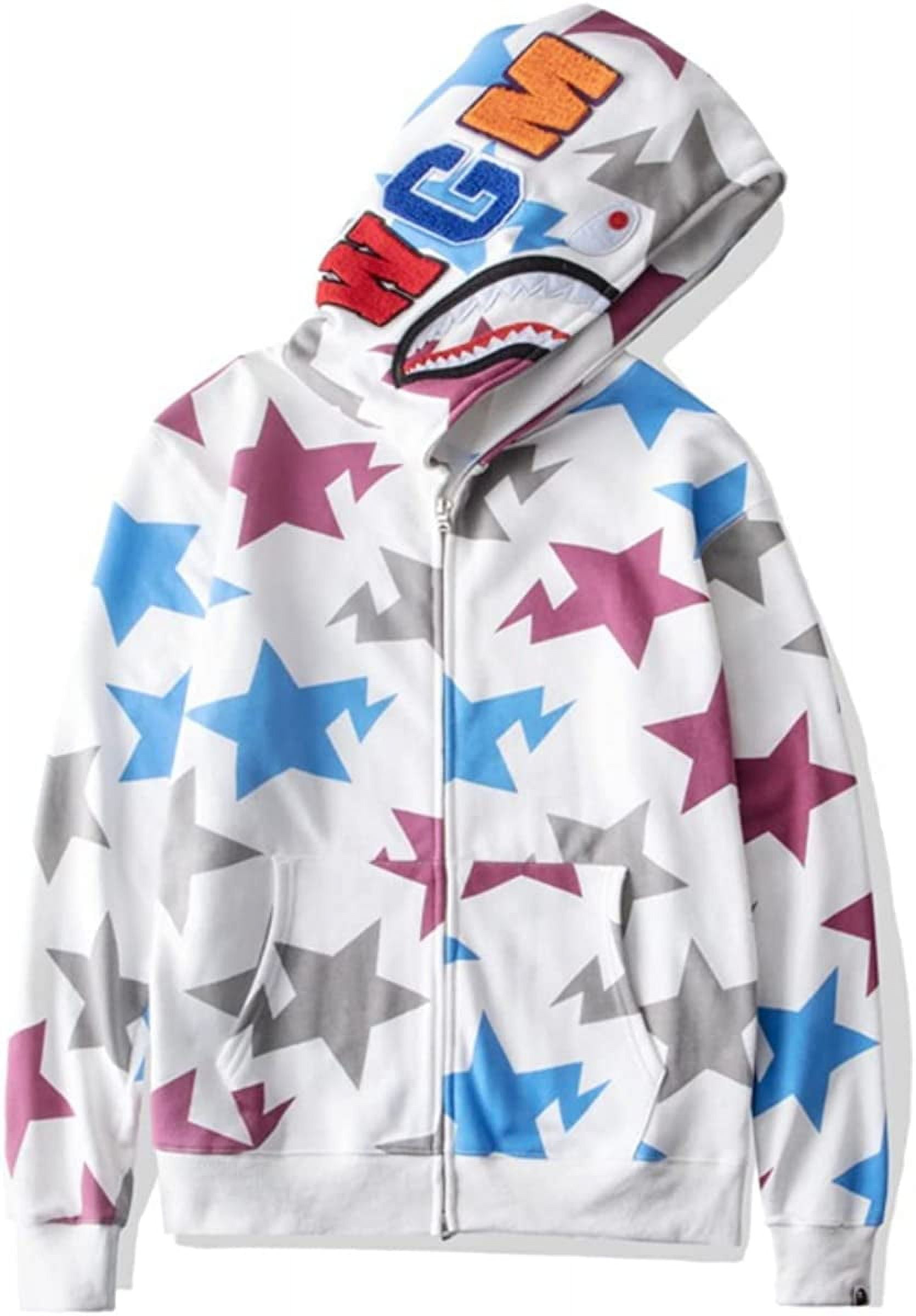 Bape Hoodie Full Zip Shark Camo Head Jacket Hip Hop Tops Ape Coat for