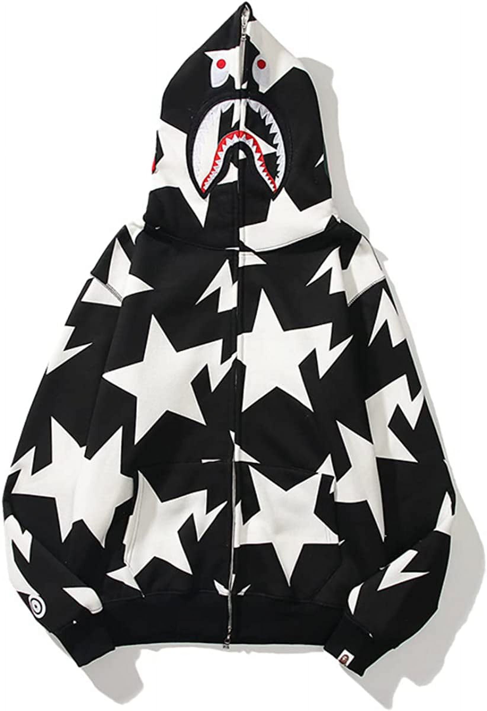 Bape Hoodie Full Zip Shark Camo Head Jacket Hip Hop Tops Ape Coat for