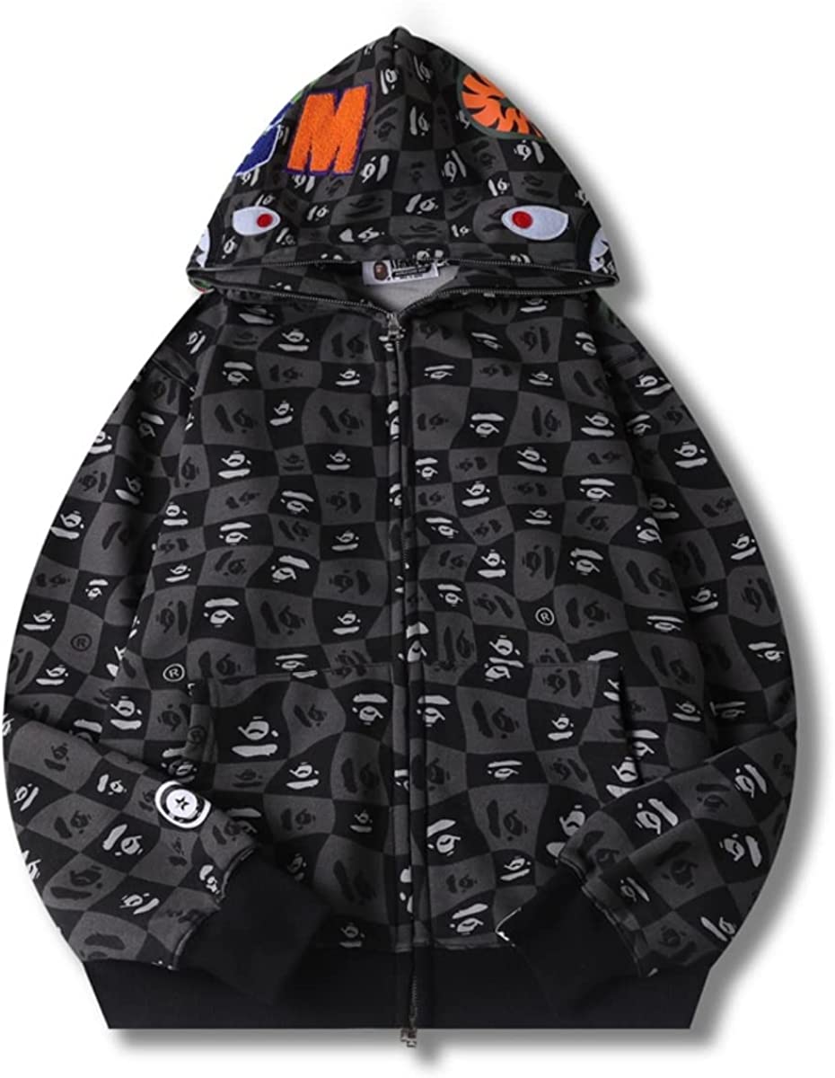 Bape Hoodie Full Zip Shark Camo Head Jacket Hip Hop Tops Ape Coat for