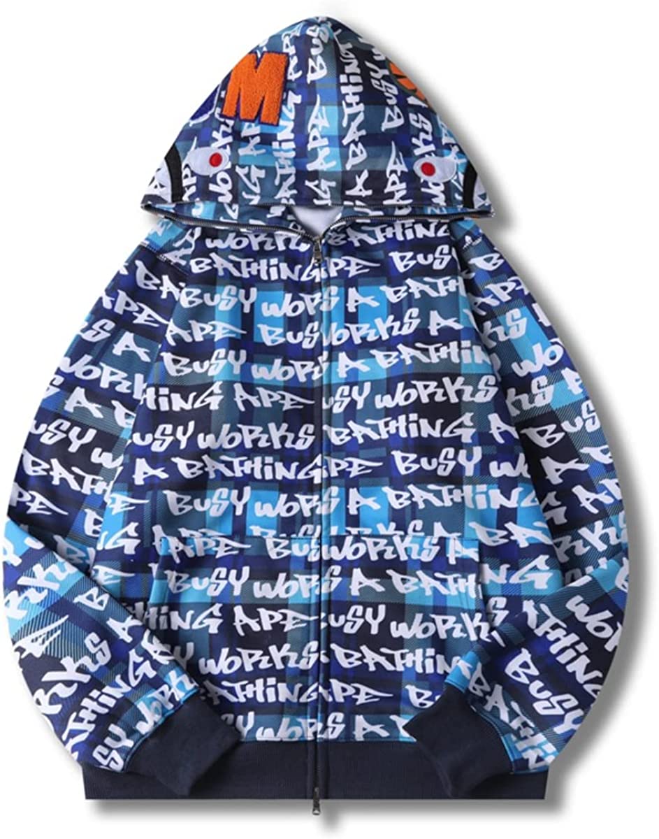 Bape Hoodie Full Zip Shark Camo Head Jacket Hip Hop Tops Ape Coat for