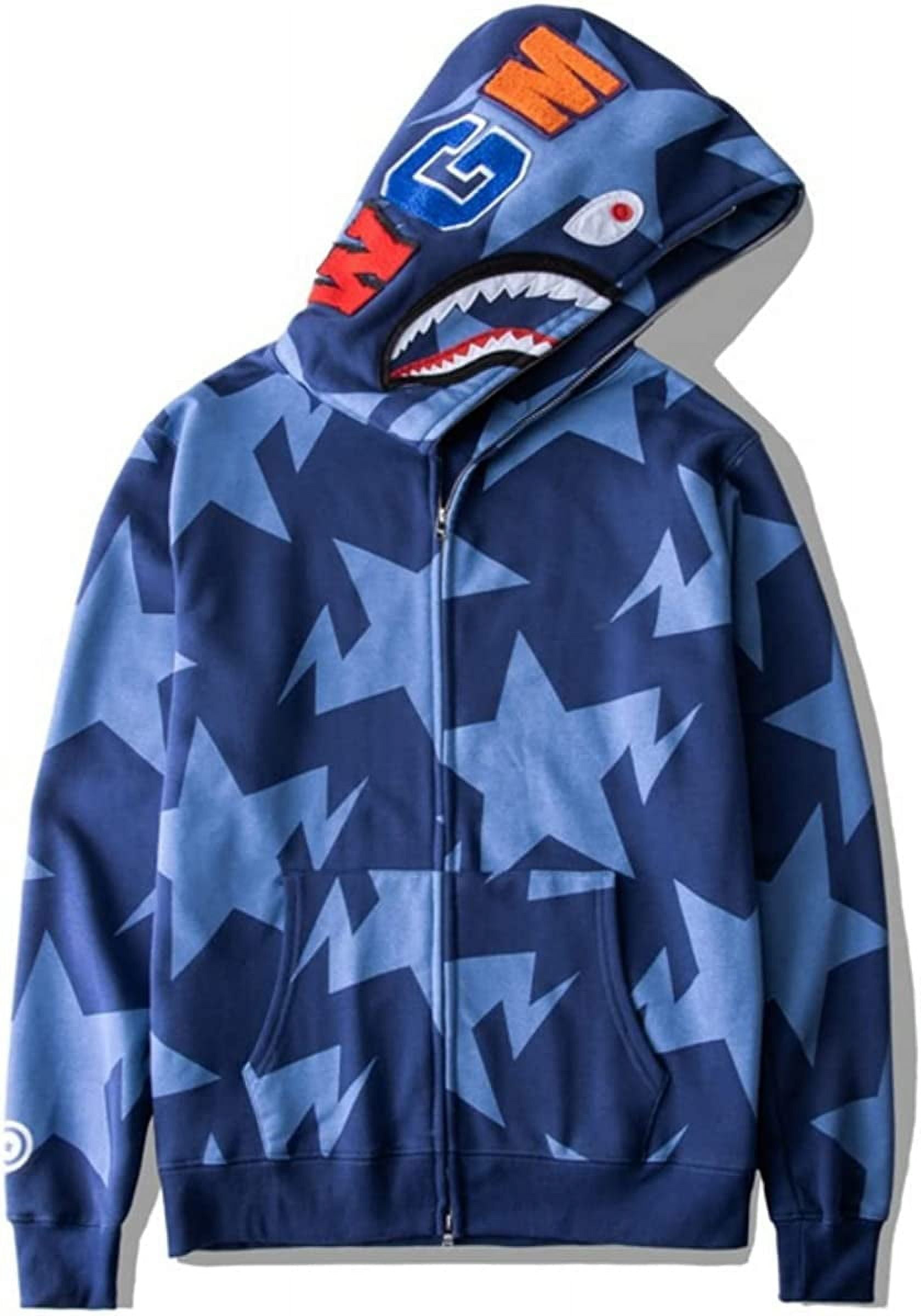 Bape Hoodie Full Zip Shark Camo Head Jacket Hip Hop Tops Ape Coat for
