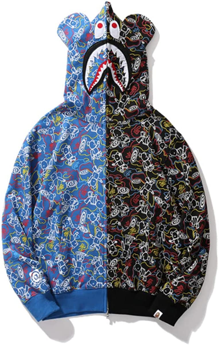 Bape Hoodie Full Zip Shark Camo Head Jacket Hip Hop Tops Ape Coat for
