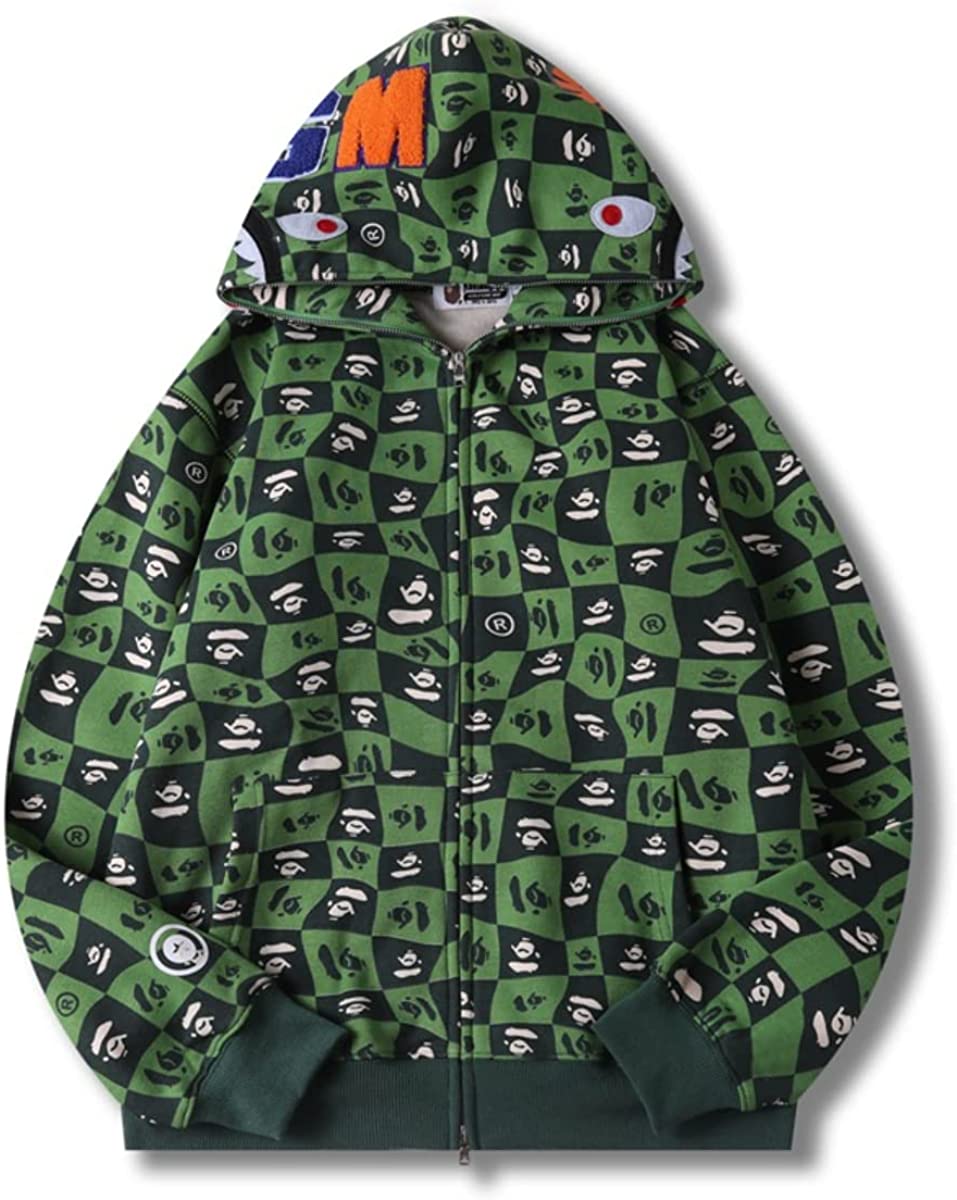 Bape Hoodie Full Zip Shark Camo Head Jacket Hip Hop Tops Ape Coat for Men Women Boys Girls Kids