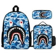 Bape Shark Camo 3Pcs Backpacks Sets with Lunch Bag And Pencil Case for