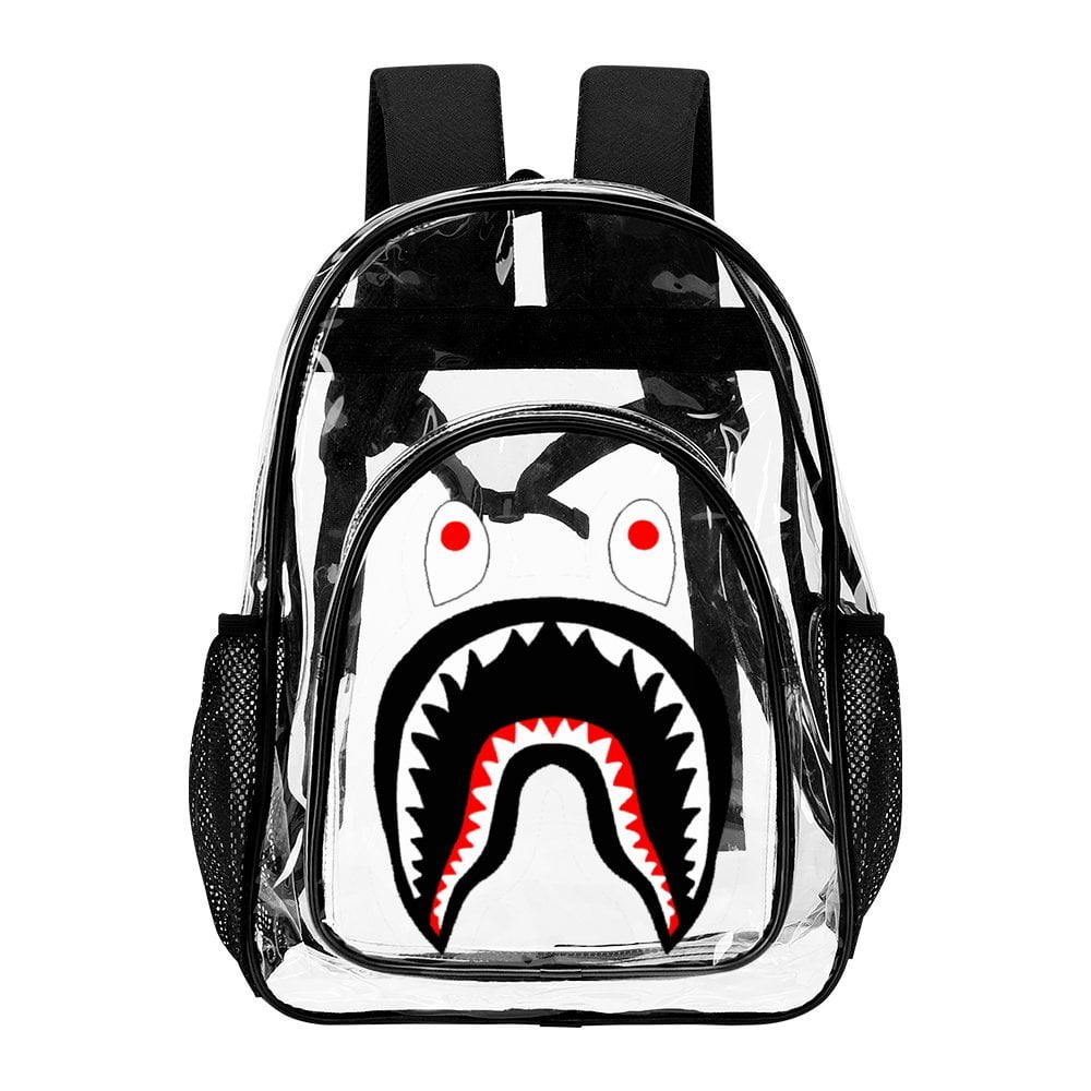 Bape Shark Camo Clear Backpack Heavy Duty Transparent Bag See Through ...