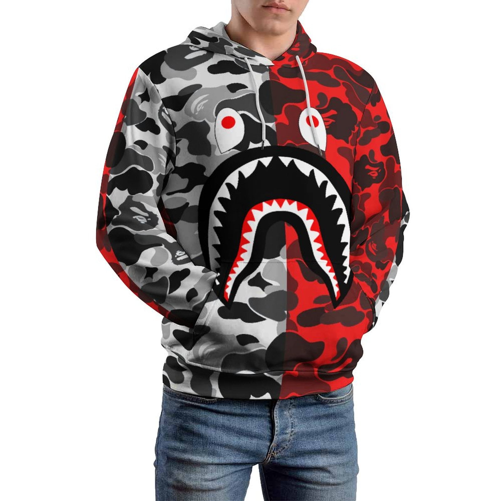 Bape Shark Camo Hoodie 3D Print Pullover Sudaderas Mexico Ubuy