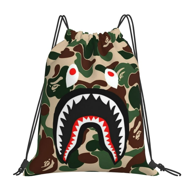 Bape Shark Drawstring Backpack Sackpack String Bag Cinch Water Resistant Bag for Gym Sport Yoga